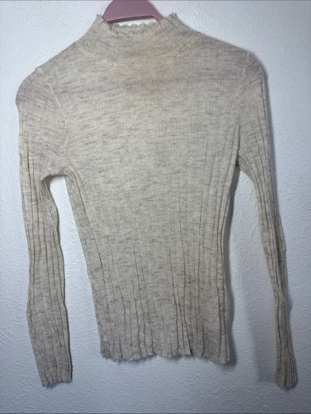 Madewell cream alpaca ribbed cowl turtle sweater
